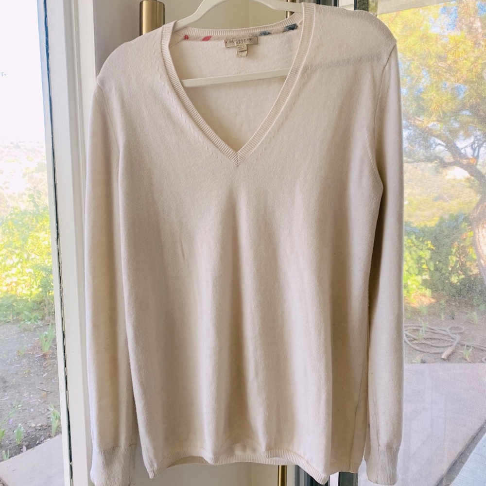 Burberry V-Neck Sweater Off White